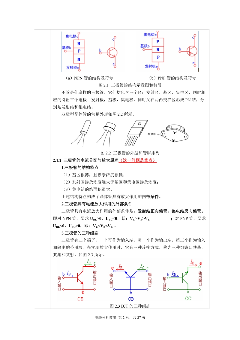 半导体三极管及基本放大电路教案.doc_第2页