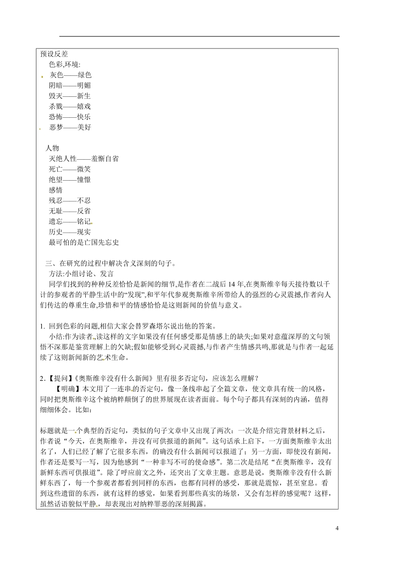 长沙市美术学校高中语文 11 奥斯维辛没有什么新闻教学案 新人教版必修1 .doc_第2页