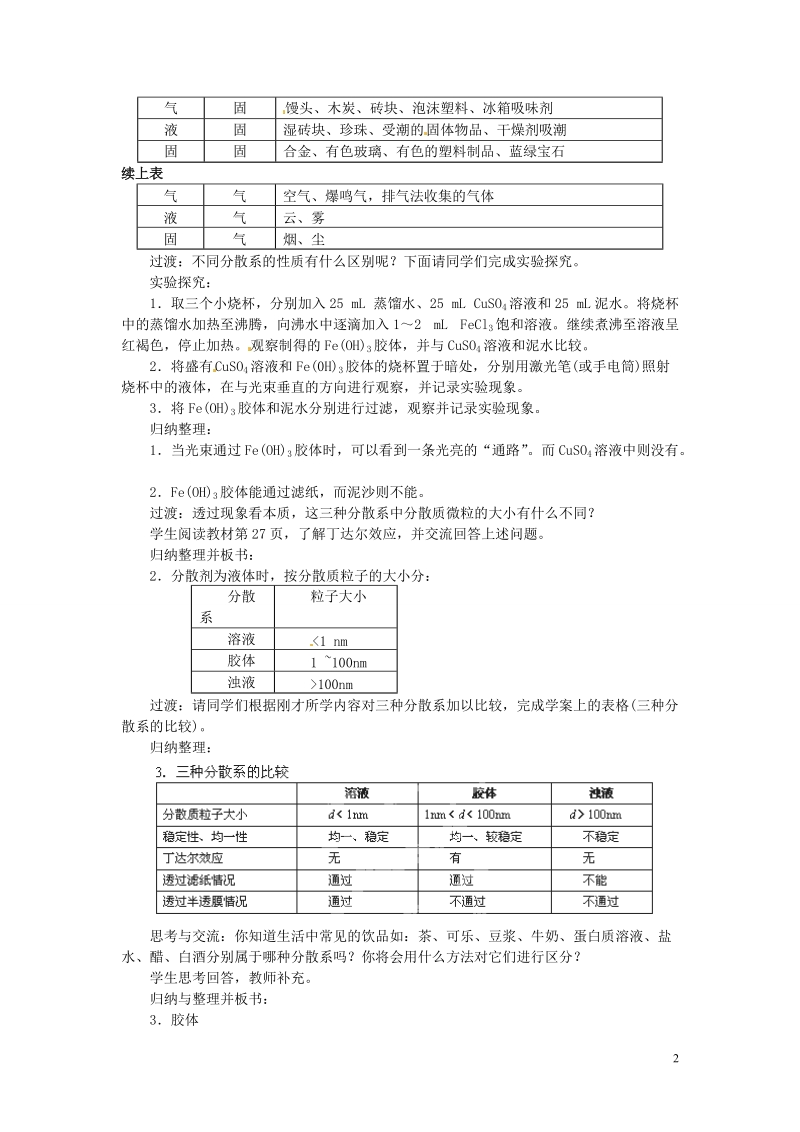 陕西省南郑中学高中化学 2.1 物质的分类教案a（第2课时）新人教版必修1.doc_第2页