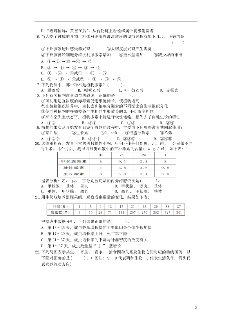 许昌市五校2013-2014学年高二生物第五次联考试题新人教版.doc_第3页