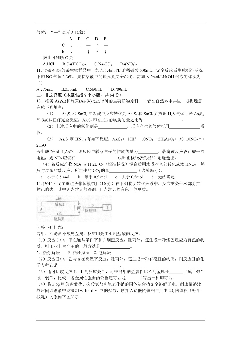 2012届高三化学模拟重组预测试卷12.doc_第3页