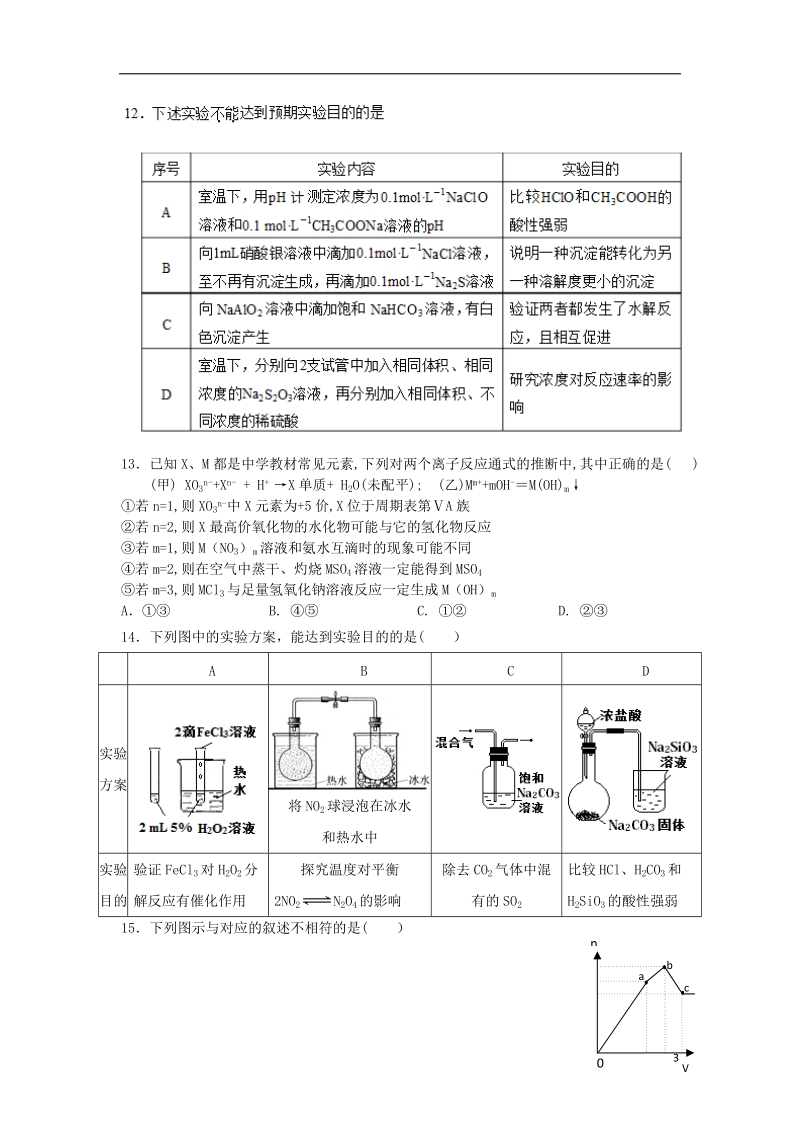 河南省商丘市一高2014届高三化学上学期期末考试试题新人教版.doc_第3页