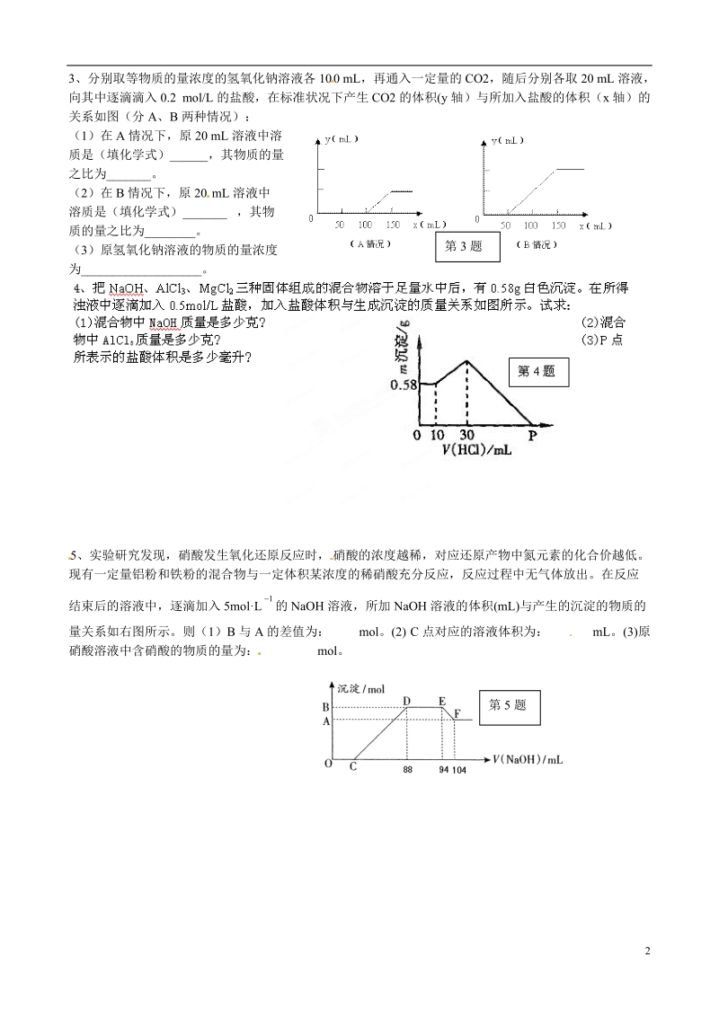 湘潭市凤凰中学2015届高三化学 金属专题练习.doc_第2页