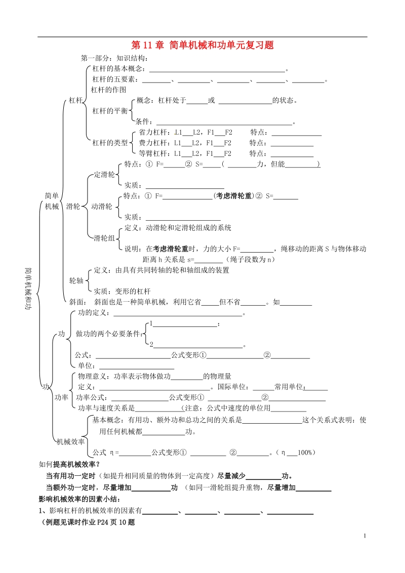 江苏省无锡地区2013-2014学年九年级物理上册 第11章 简单机械和功单元综合复习题（无答案） 苏科版.doc_第1页