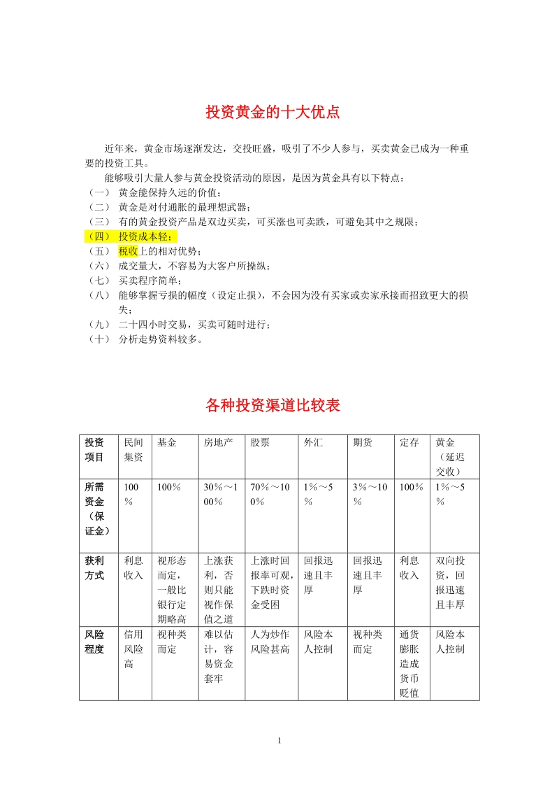 国际现货黄金培训资料.doc_第1页