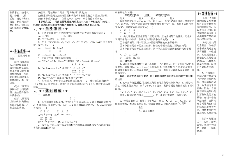 陕西省兴平市秦岭中学2014高中数学 3.2.1类比推理导学案 北师大版选修1-2.doc_第2页