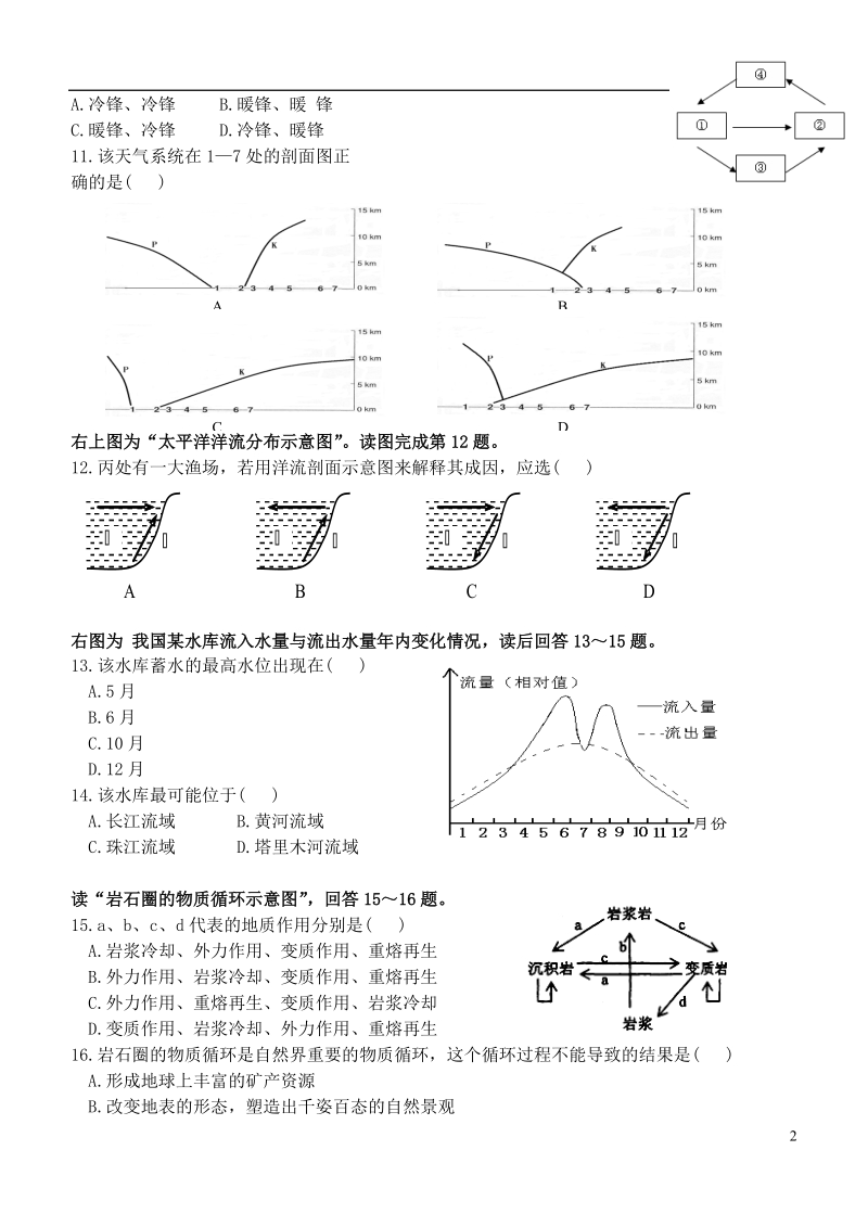 江西省丰城三中2013-2014学年高一地理上学期期末考试试题（无答案）新人教版.doc_第2页