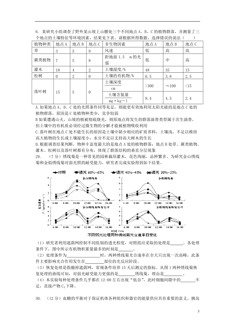 江西省南昌市教研室命制2014届高三理综（生物部分）交流卷试题（十）.doc_第3页