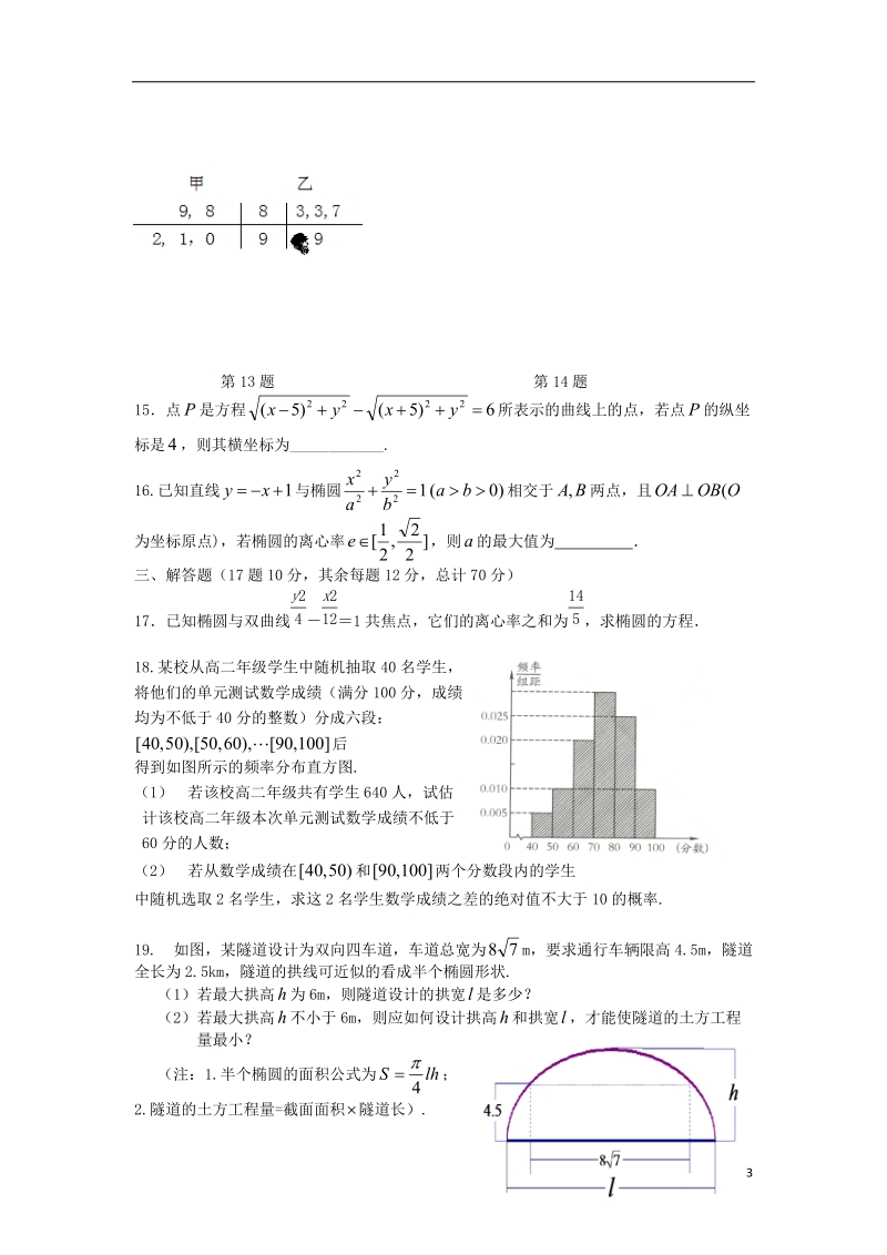 黑龙江省牡丹江一中2013-2014学年高二数学上学期期末试题 文 新人教a版.doc_第3页