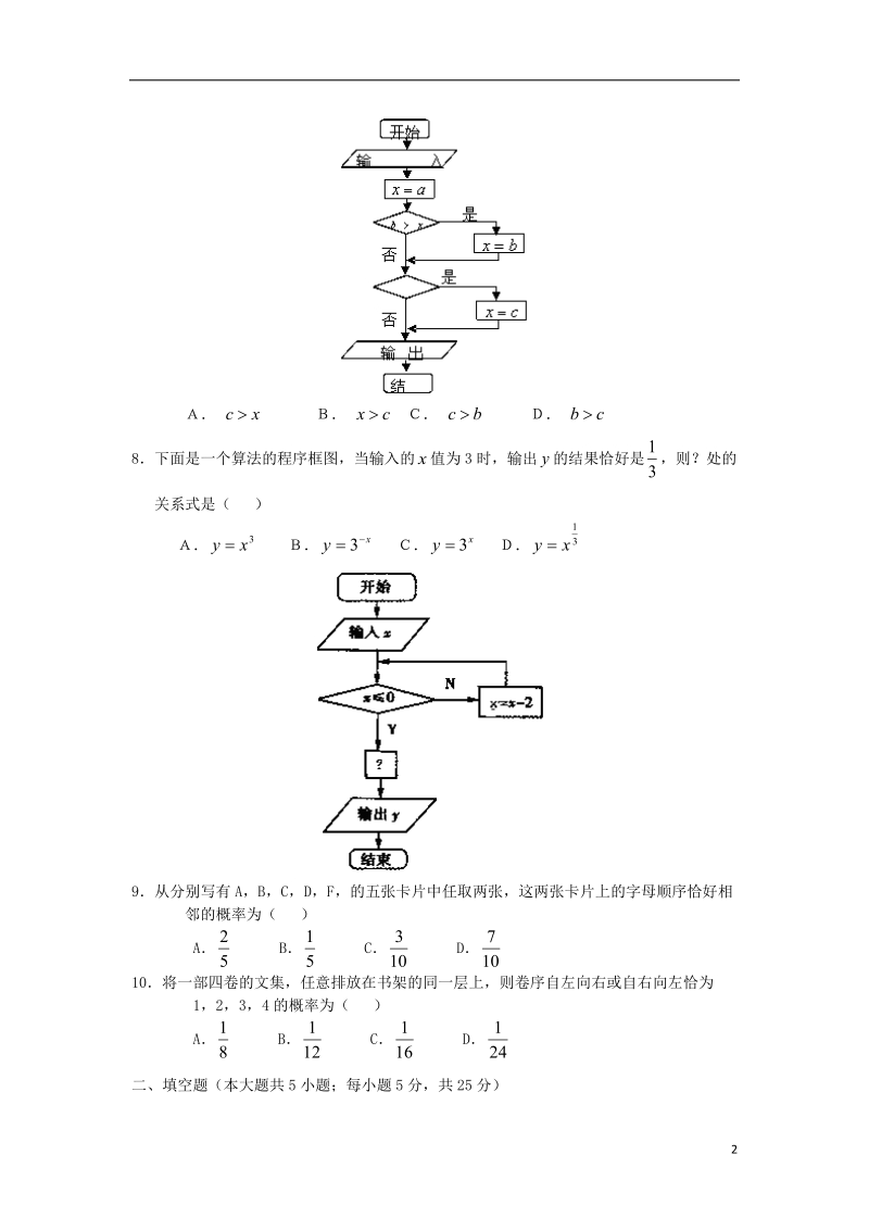 江西省安福县第三中学2013-2014学年高一数学下学期第一次月考试题（无答案）新人教a版.doc_第2页