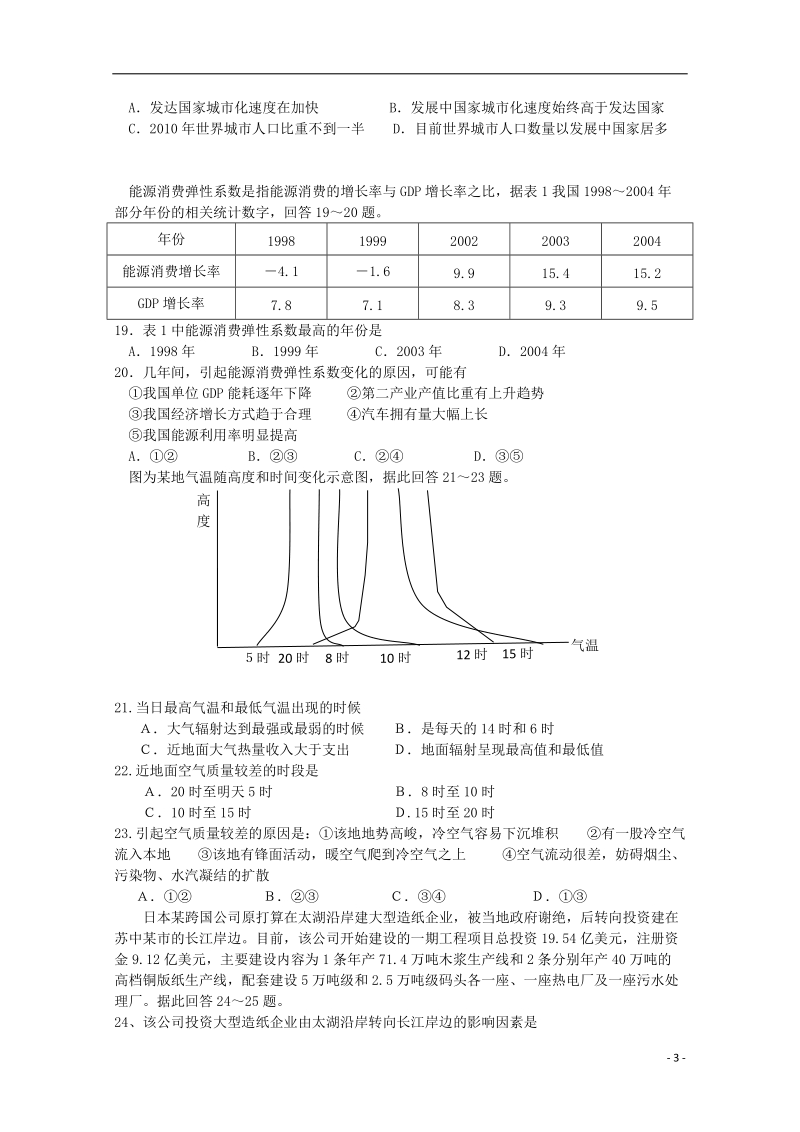 益阳市箴言中学2014-2015学年高二地理上学期1月月考试题.doc_第3页