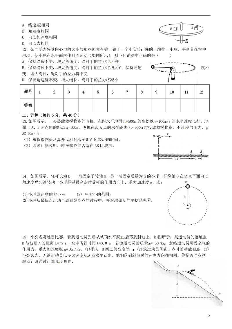 江苏省沭阳县银河学校2013-2014学年高二物理周周练（十二）.doc_第2页