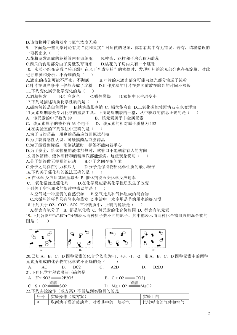 黄石市第十六中学2015届九年级理综12月月考试题.doc_第2页