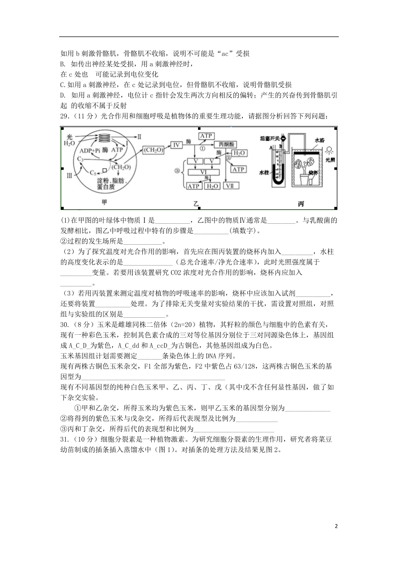 长安一中、高新一中、交大附中、师大附中、西安中学（五校）2014届高三生物第三次模拟试题新人教版.doc_第2页