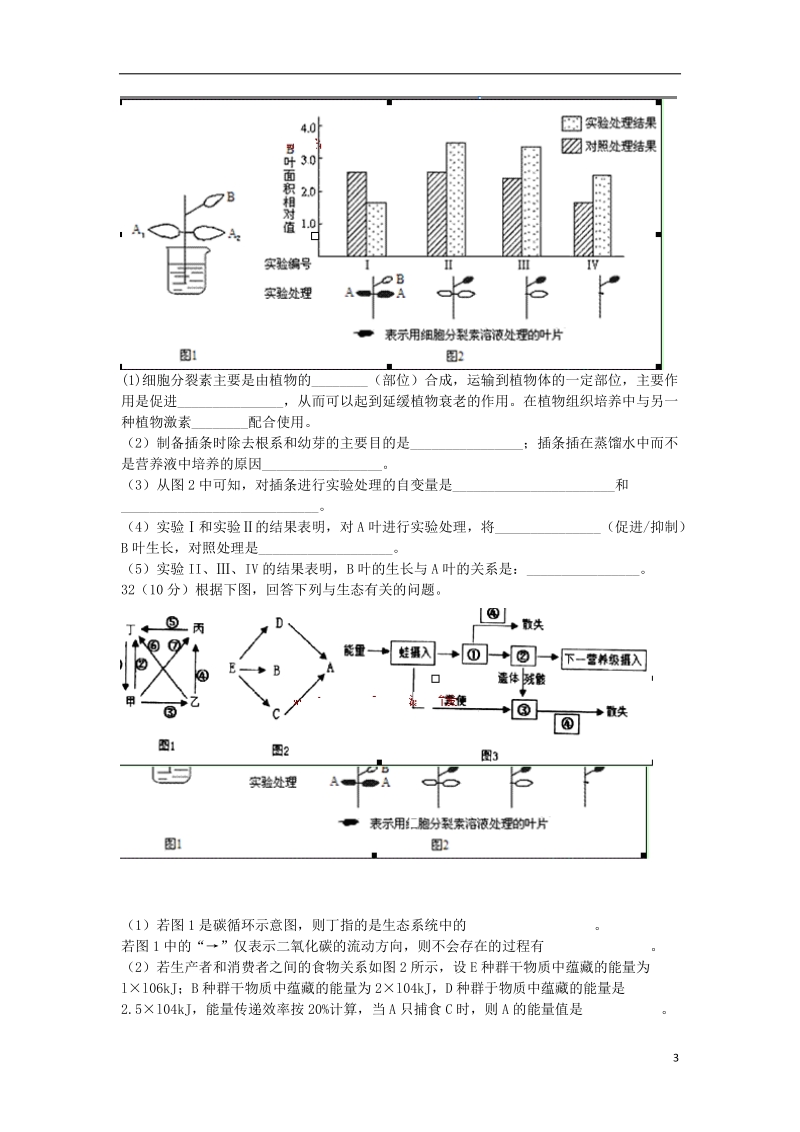 长安一中、高新一中、交大附中、师大附中、西安中学（五校）2014届高三生物第三次模拟试题新人教版.doc_第3页