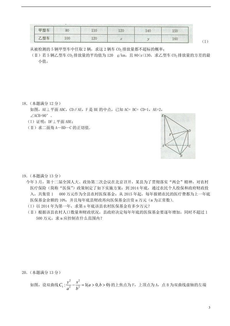 湖南师大附中2014届高三数学模拟卷试题（一） 文 湘教版.doc_第3页