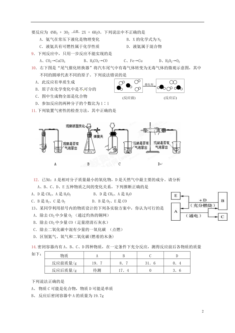 江阴初级中学2015届九年级化学12月月考试题（无答案）.doc_第2页