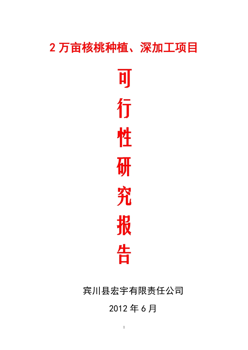 2万亩核桃种植、深加工项目可研报告.doc_第1页