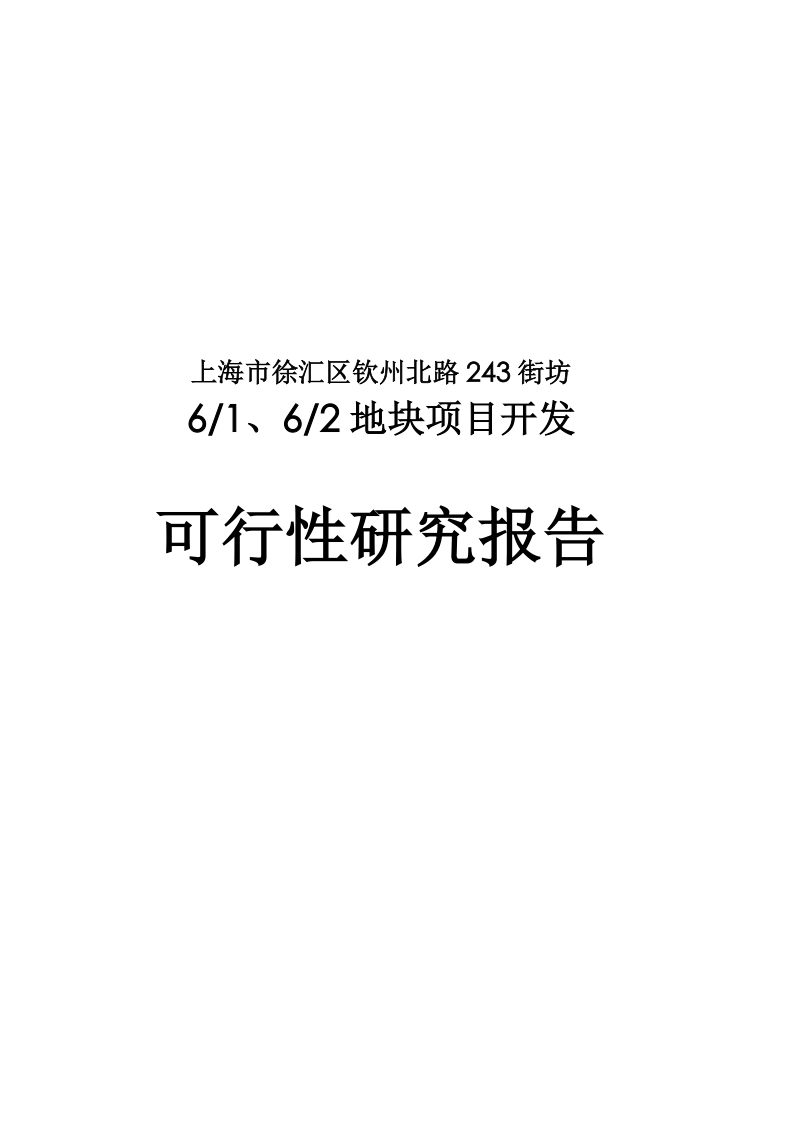 上海市徐汇区钦州北路243街坊6地块项目开发可行性研究报告48p.doc_第1页