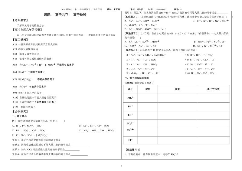 离子共存 离子检验.doc_第1页