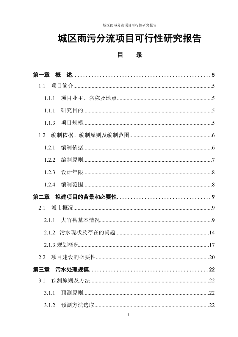 城区雨污分流项目可行性研究报告.doc_第1页