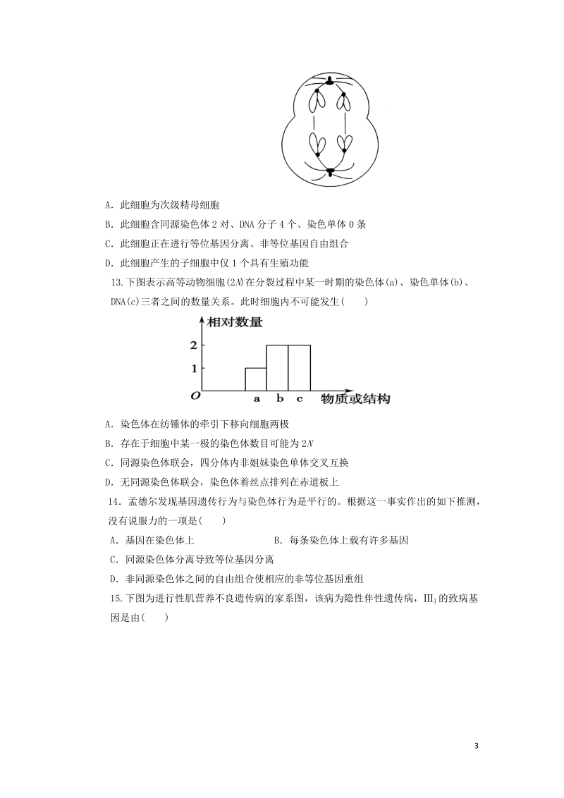 陕西省西安市第一中学2013-2014学年高一生物下学期期中试题新人教版.doc_第3页