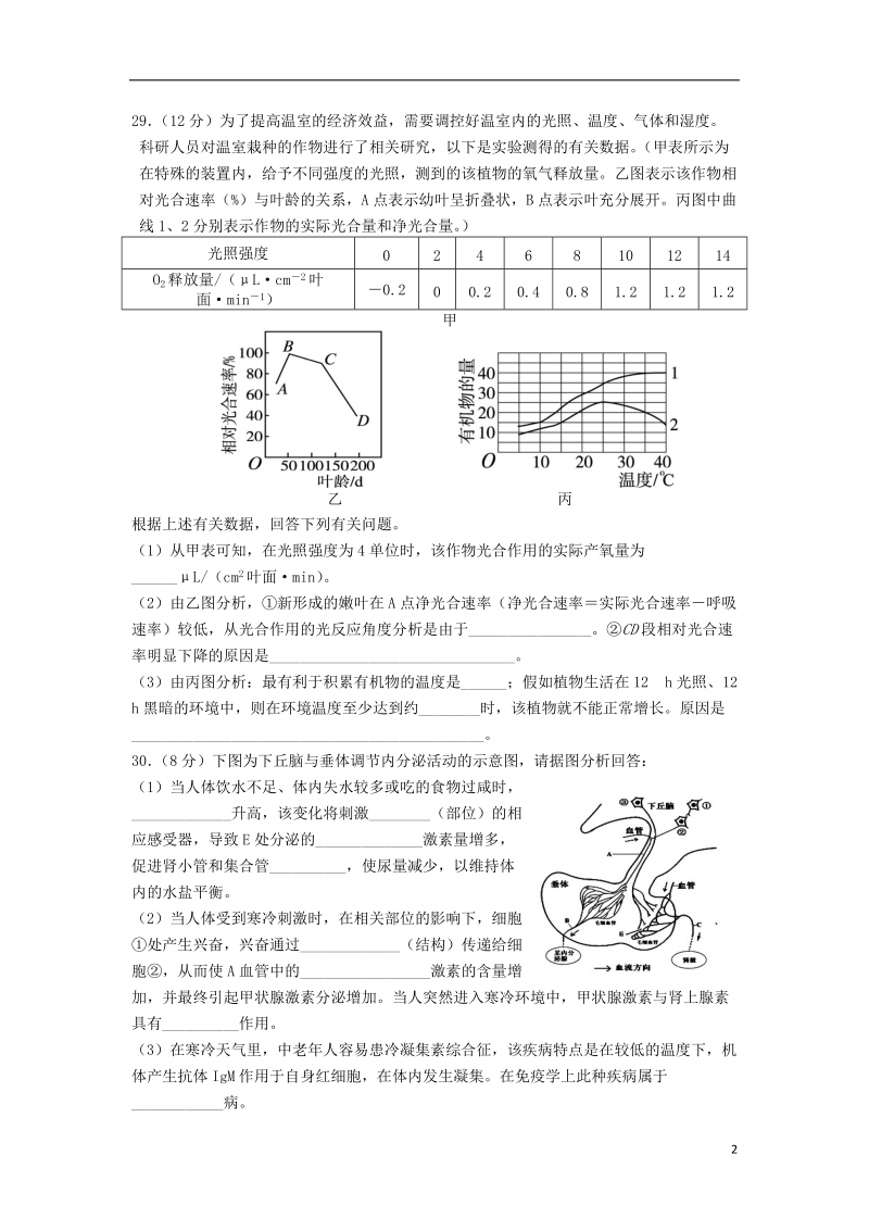 西工大附中2014届高三生物上学期第三次适应性训练试题新人教版.doc_第2页