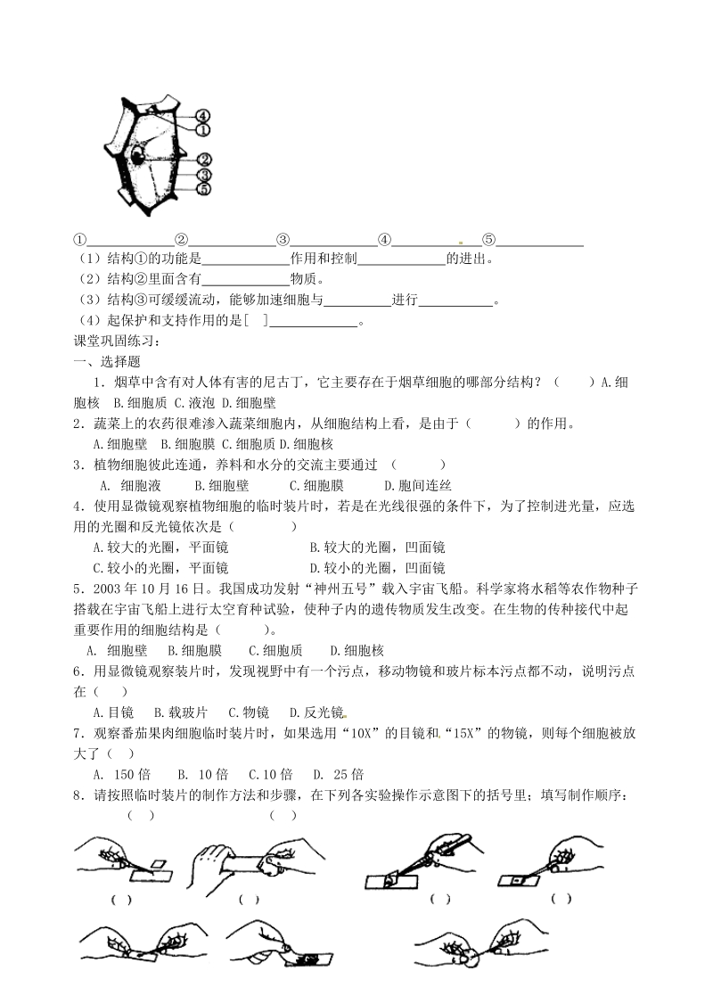 青海师范大学附属第二中学七年级生物上册 2.1.2 植物细胞导学案（无答案）（新版）新人教版.doc_第2页