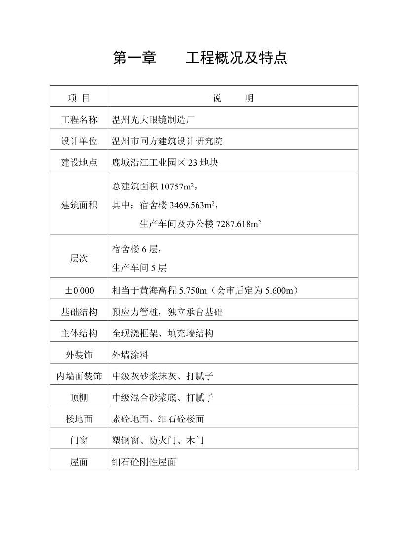 光大眼镜厂厂房、办公、宿舍楼工程施工组织设计.doc_第3页