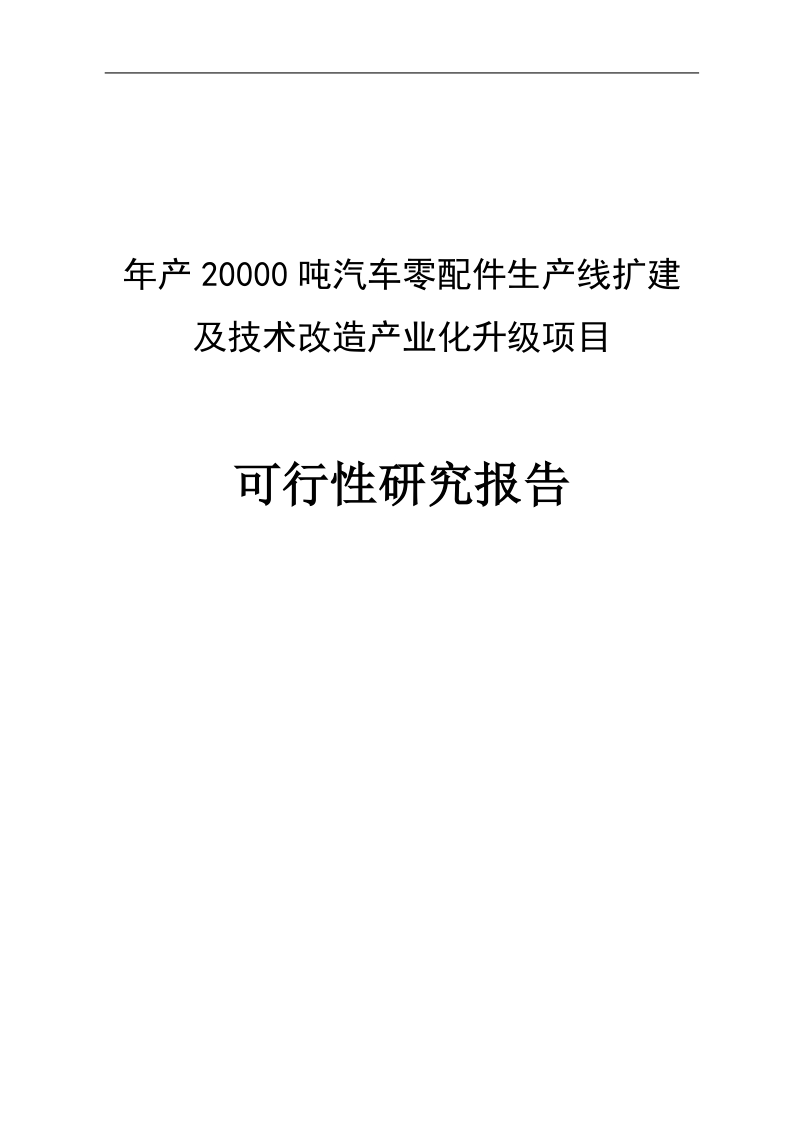 年产20000吨汽车零配件生产线扩建与技术改造产业化升级项目可行性研究报告.doc_第1页