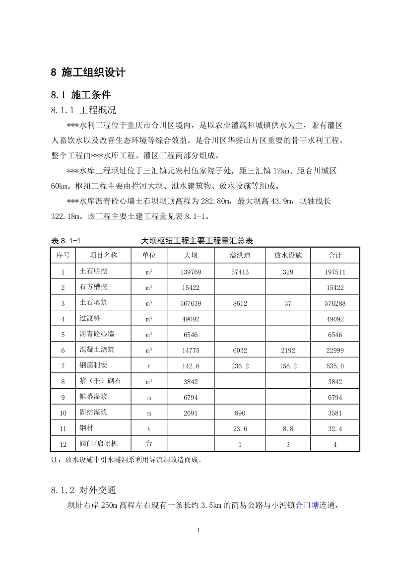 施工组织设计(中型水库可研).doc_第1页