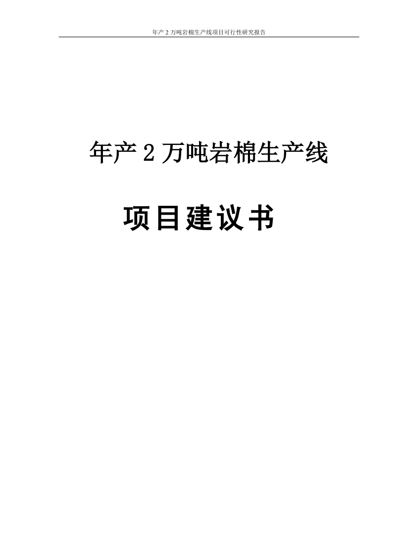 年产2万吨岩棉生产线项目可行性研究报告.doc_第1页