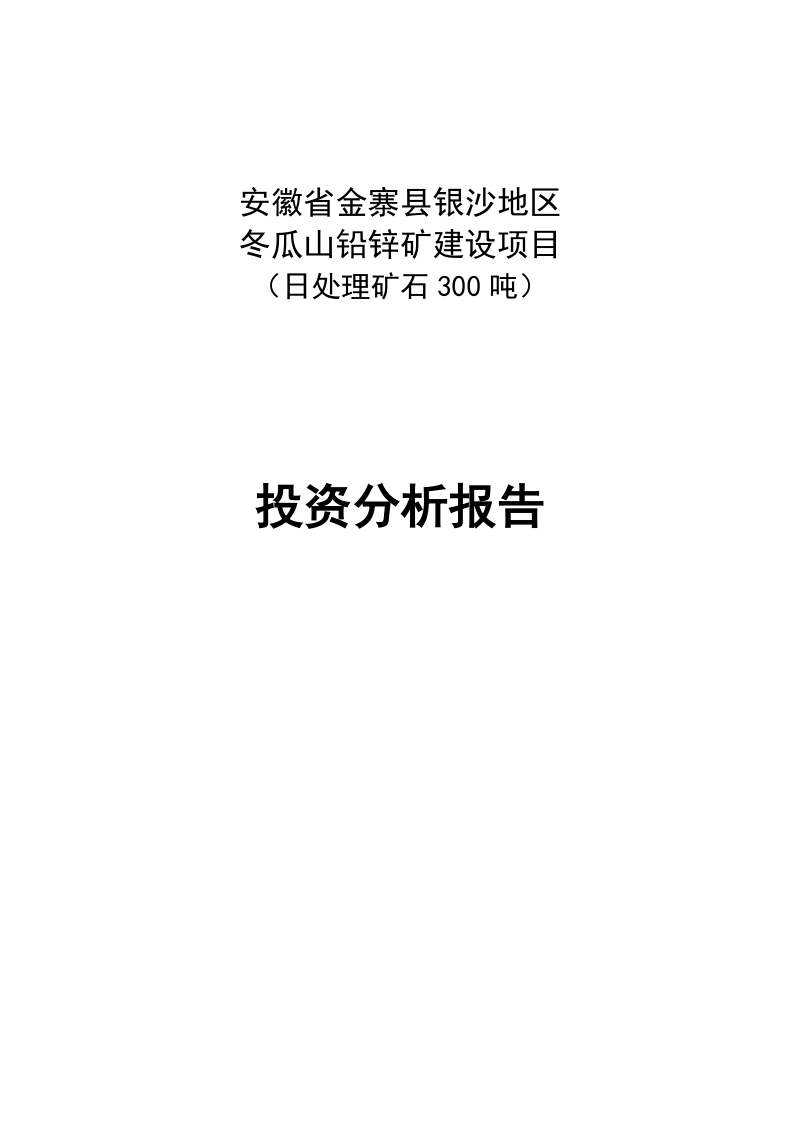 日处理300吨铅锌矿石建设项目可行性研究报告.doc_第1页