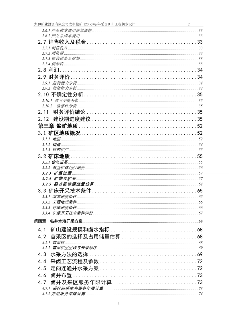 太和盐矿120万吨年采卤矿山工程初步设计及可行性研究报告.doc_第2页