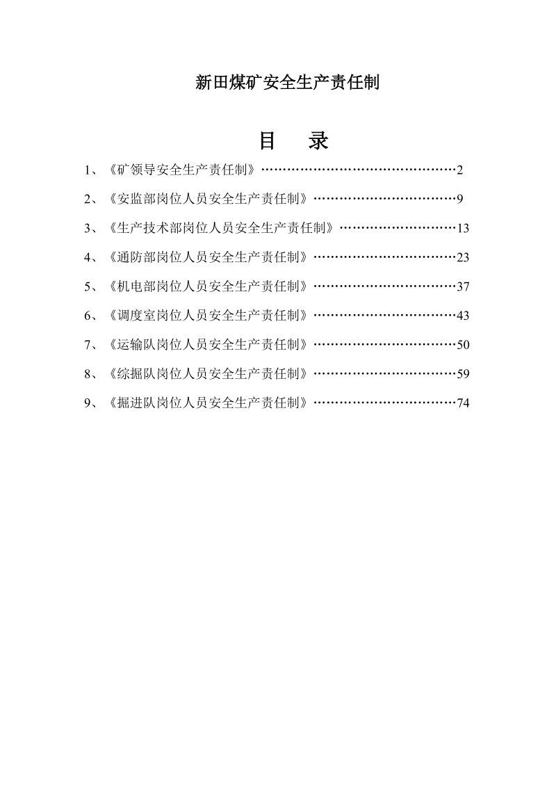 新田煤矿安全生产责任制.doc_第1页