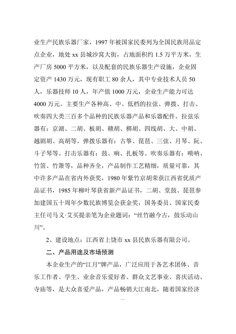 扩建民族乐器生产线可行性研究报告.doc_第3页