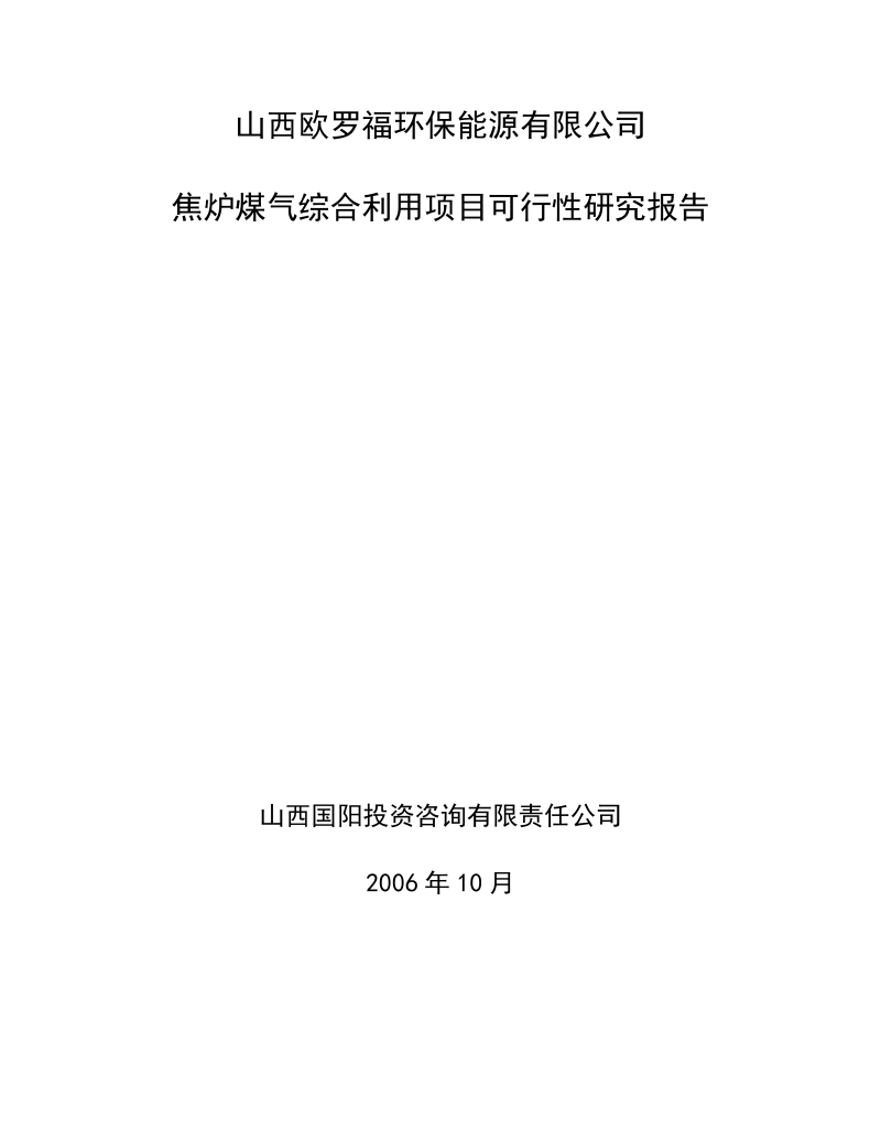 山西欧罗福环保能源有限公司焦炉煤气利用项目可行性研究报告.doc_第2页