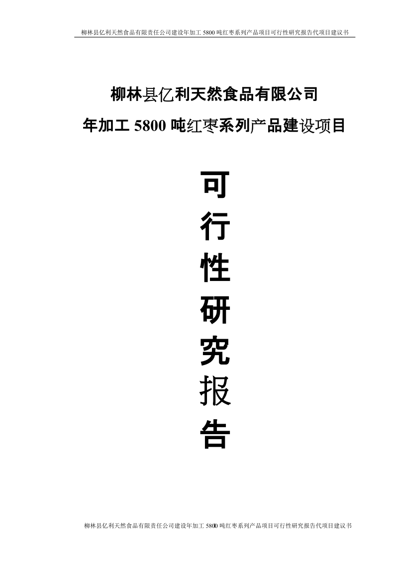 建设年加工5800吨红枣系列产品项目可行性研究报告代项目建议书.doc_第1页