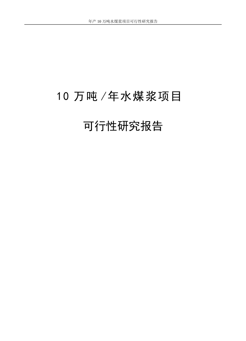 年产10万吨水煤浆项目可行性研究报告.doc_第1页