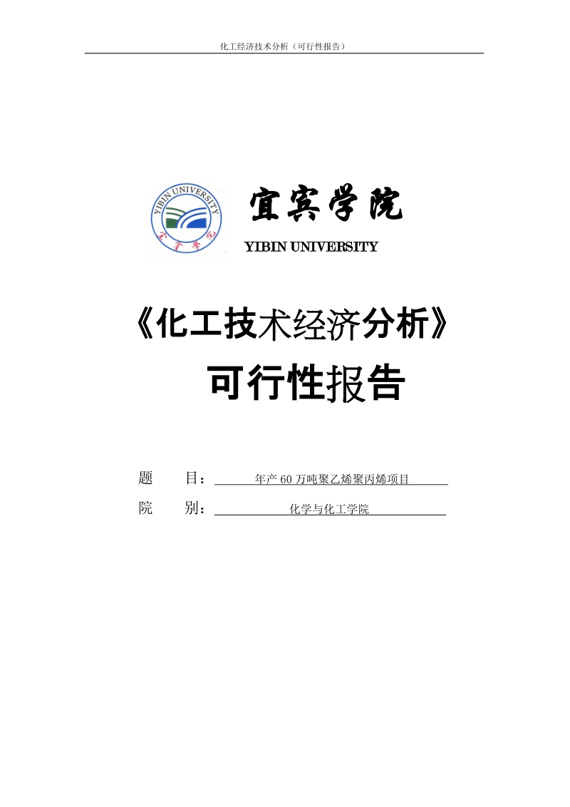 年产60万吨聚乙烯聚丙烯建设项目可行性研究报告.doc_第1页