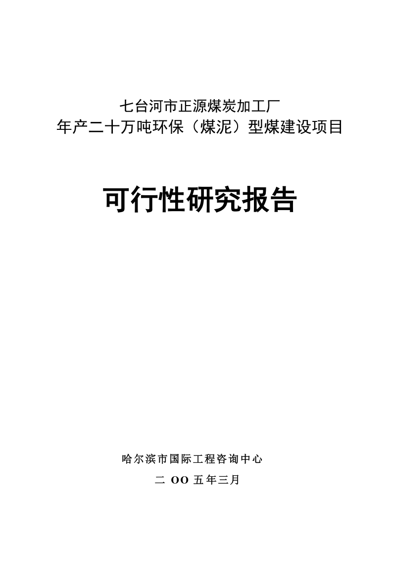 年产二十万吨环保(煤泥)型煤建设项目可行性研究报告.doc_第1页