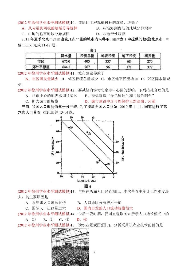 江苏省徐州市11-12学年高二学业水平测试模拟考试(地理).doc_第3页