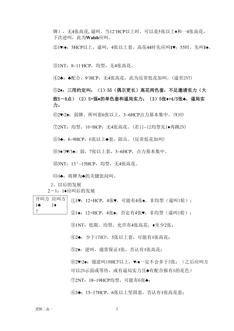 桥牌玩法冰火二盖一体系叫牌法.doc_第2页