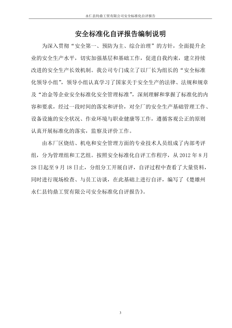 永仁县钧鼎工贸有限公司安全标准化自评报告.doc_第3页