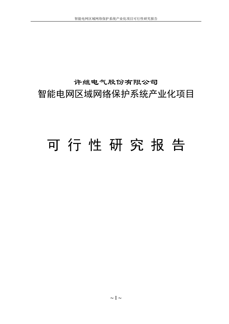 智能电网区域网络保护系统产业化项目可行性研究报告(报审版).doc_第1页