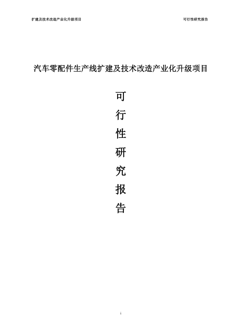 汽车零配件生产线扩建及技术改造产业化升级项目可行性研究报告.doc_第1页