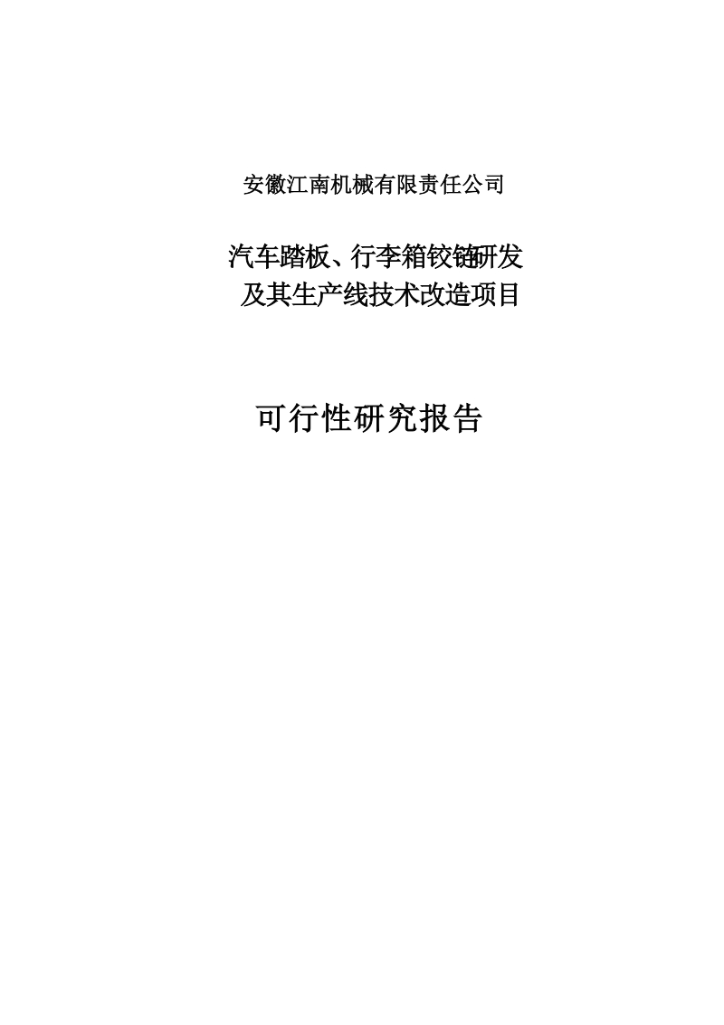 汽车踏板与行李箱铰链研发及其生产线技术改造项目可行性研究报告.doc_第1页