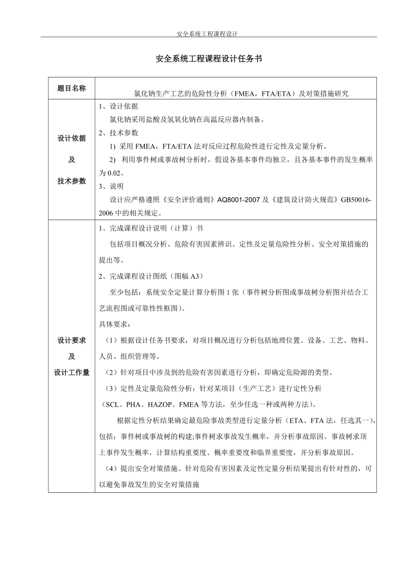 氯化钠生产工艺的危险性分析（fmea，fta_eta）及对策措施研究_安全系统工程课程设计.doc_第1页