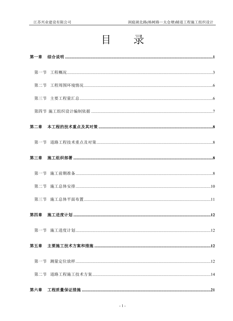 洞庭湖北路辅道工程施工组织.doc_第1页