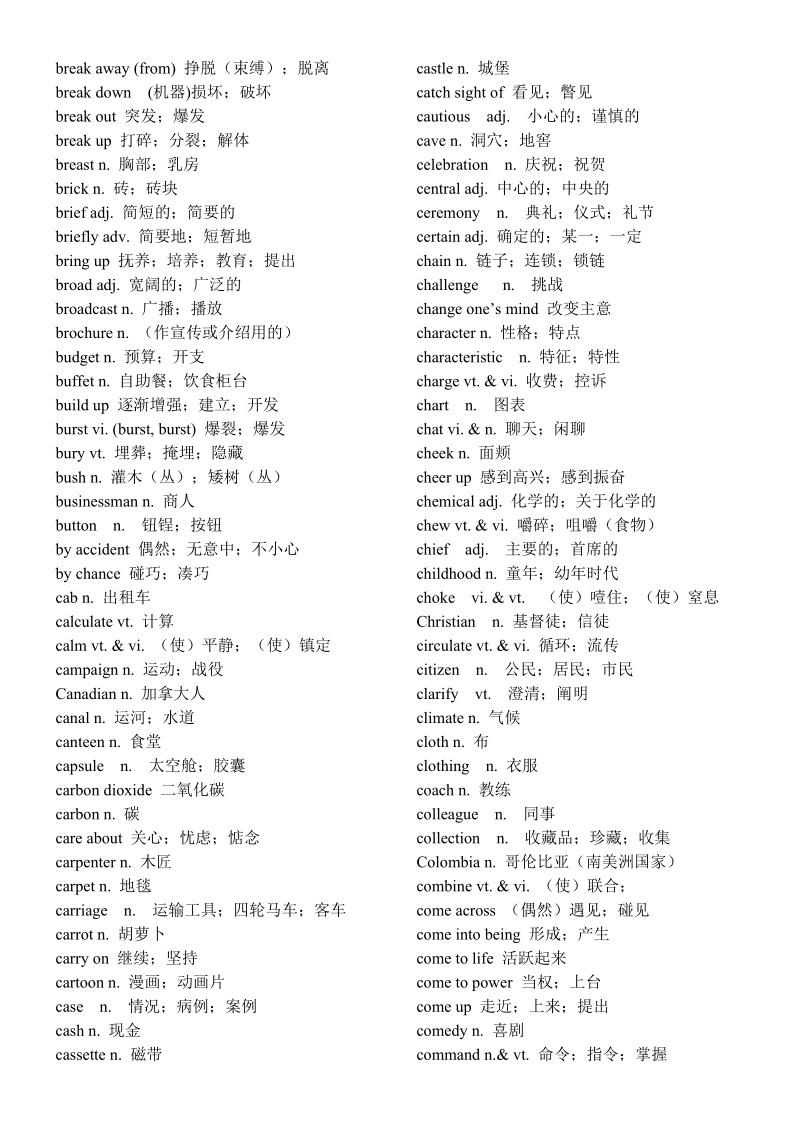 广西学业水平考试高中英语词汇复习(含翻译-).doc_第3页